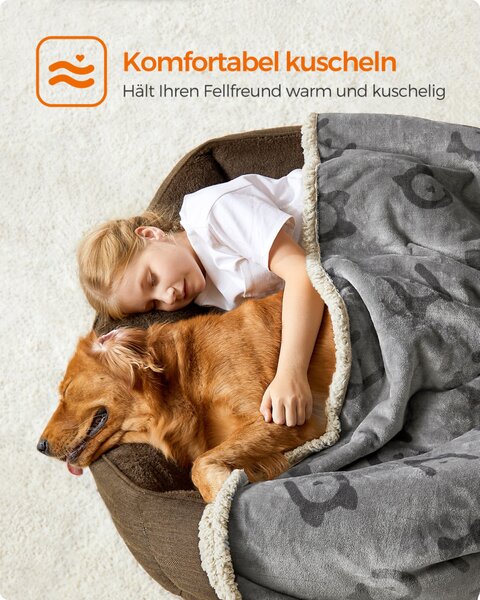Feandrea Vízálló Kutya Takaró XXL Sherpa Fleece Anyagból Nagy és Extra Nagy Kutyáknak 203 x 152 cm Szürke