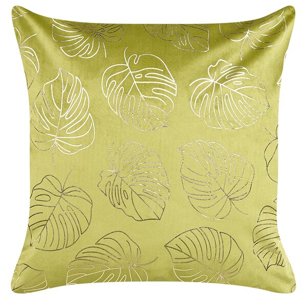 2 db díszpárna DELICIOSA Bársony 45 x 45 cm Világoszöld Növénymintás