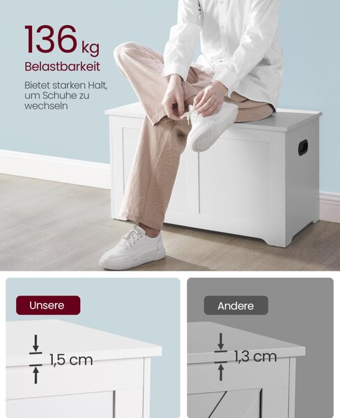 VASAGLE LSB063T14 Tároló Pad Forgácslap Fehér Biztonsági Zsanérokkal