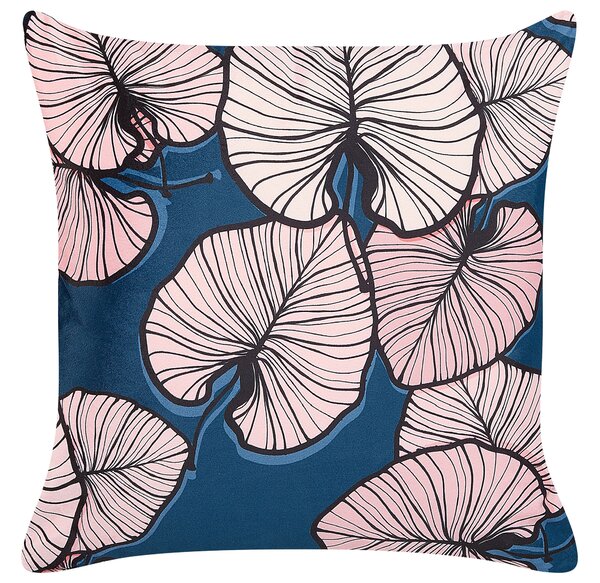2 db díszpárna CHRYSANTHEMUM Bársony 45 x 45 cm Sötétkék Növénymintás