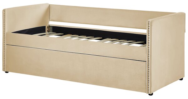 Kihúzható heverő Bársony TROYES 90 x 200 cm Bézs