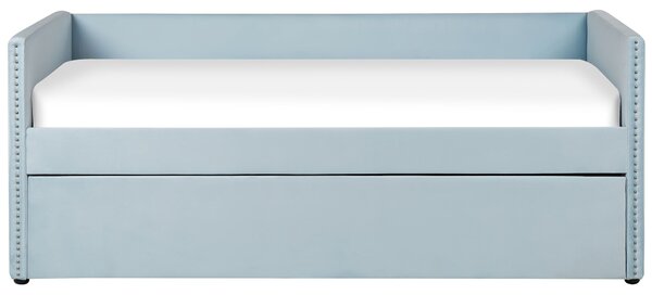 Kihúzható heverő Bársony TROYES 90 x 200 cm Világoskék