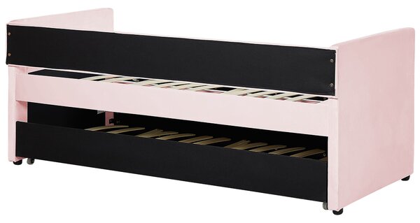 Kihúzható heverő Bársony TROYES 90 x 200 cm Pasztellrózsaszín