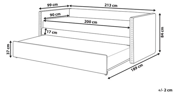 Kihúzható heverő Bársony TROYES 90 x 200 cm Bézs