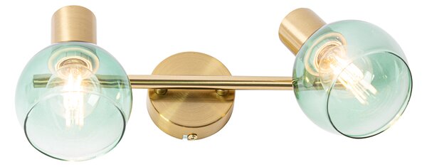 Art Deco spotlámpa arany zöld üveggel 2-lámpás - Vidro