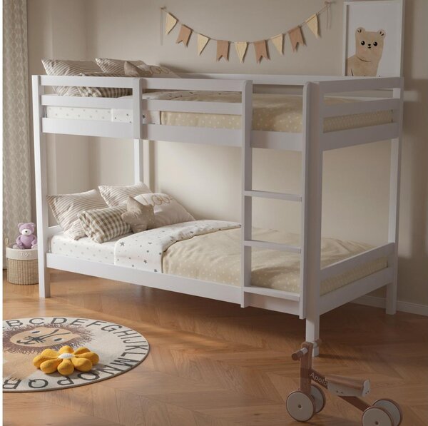 Gyerek emeletes ágy 90 cm Invocato (fehér) (ágyráccsal)