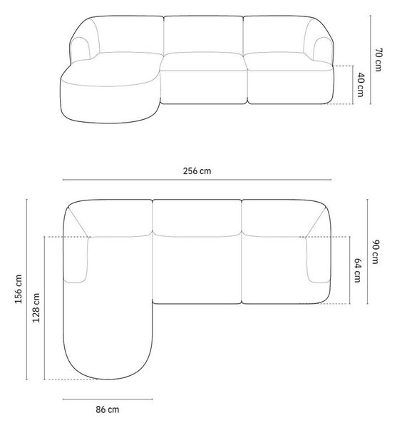 Zöld kordbársony sarokkanapé (bal oldali-heverő résszel) Campi – Cosmopolitan Design