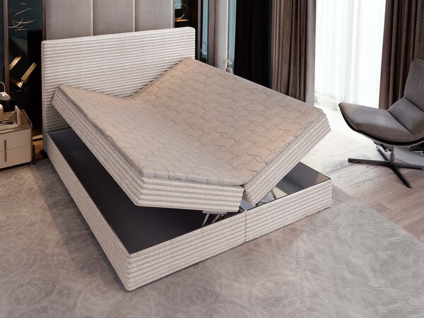 SAMANA ágyneműtartós boxspring ágy 140x200 - krémszín