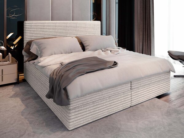SAMANA ágyneműtartós boxspring ágy 140x200 - krémszín