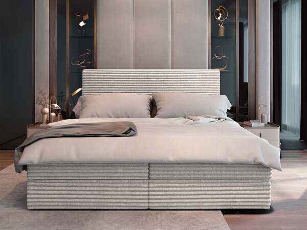 SAMANA ágyneműtartós boxspring ágy 140x200 - krémszín