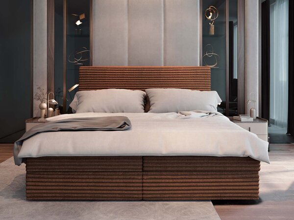 SAMANA ágyneműtartós boxspring ágy 180x200 - téglavörös