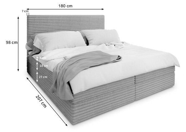 SAMANA ágyneműtartós boxspring ágy 180x200 - téglavörös