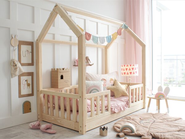 BIANCO DUO NEW házikó gyerekágy vendégággyal 90x190 - natúr