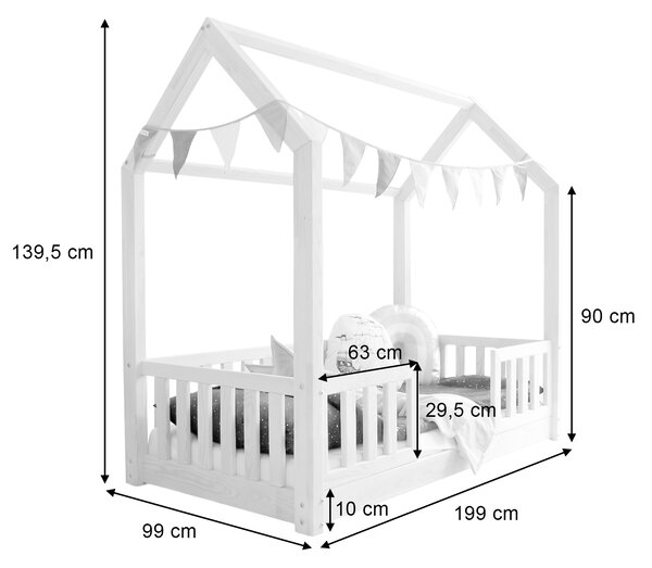 BIANCO DUO NEW házikó gyerekágy vendégággyal 90x190 - natúr