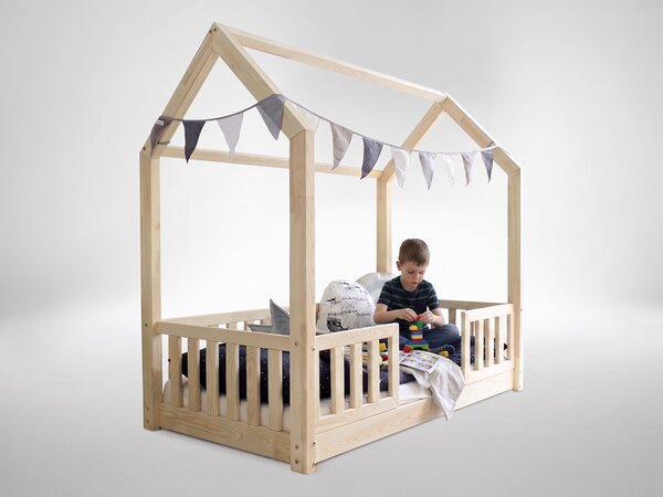 BIANCO DUO NEW házikó gyerekágy vendégággyal 90x190 - natúr