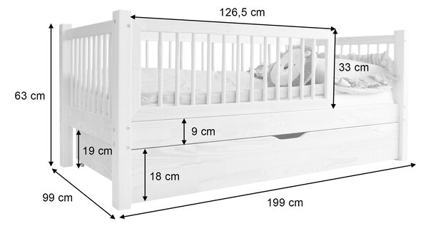 ELORA ALTO PLUS gyerekágy 90x190 vendégággyal - natúr