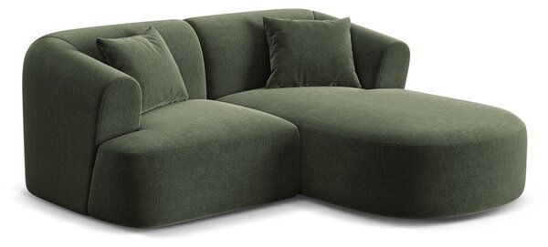 Zöld bársony sarokkanapé (jobb oldali-heverő résszel) Campi – Cosmopolitan Design
