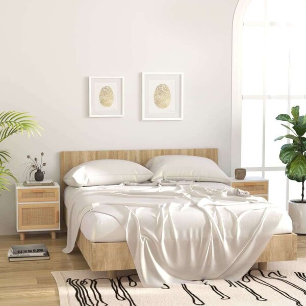 Rattan Éjjeliszekrény - 2 db - Fehér - 40x30x50 cm