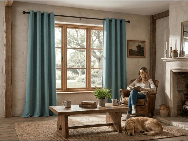 Sötétítő függöny DREAM VELVET 140x250 cm, türkizkék Felfüggesztés: Fém gyűrűk