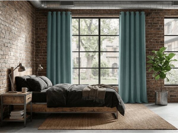 Sötétítő függöny DREAM VELVET 140x250 cm, türkizkék Felfüggesztés: Fém gyűrűk