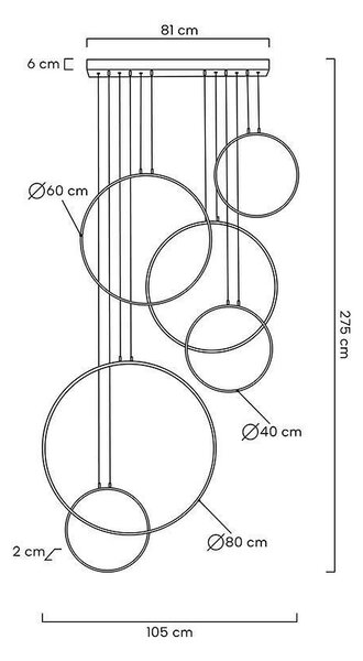 Moosee Circulo Six Fekete LED Függőlámpa