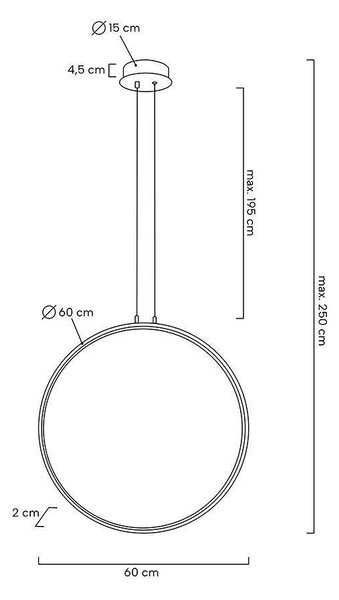 Moosee Circulo 60 LED Függőlámpa Fém Fekete Minimalista