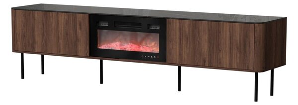 TV-állvány Miravio 102, Laminált forgácslap, Közepes sűrűségű farostlemez, 55x160x40cm, Fekete márvány, Dió