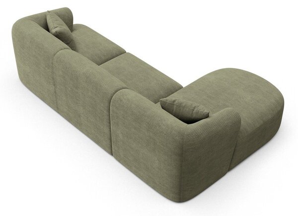 Zöld kordbársony sarokkanapé (bal oldali-heverő résszel) Campi – Cosmopolitan Design