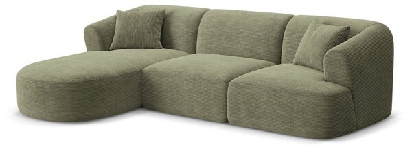 Zöld kordbársony sarokkanapé (bal oldali-heverő résszel) Campi – Cosmopolitan Design