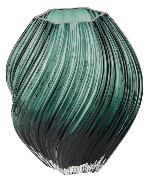 Sötétzöld kézzel készített üveg váza (magasság 23 cm) – House Nordic