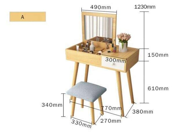 SmileHOME by Pepita 2in1 fésülködőasztal székkel - fehér-szürke