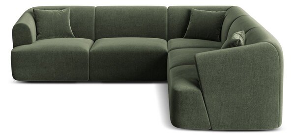 Zöld bársony sarokkanapé Campi – Cosmopolitan Design