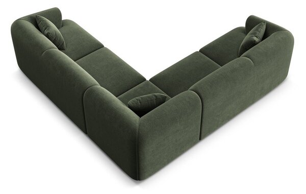 Zöld bársony sarokkanapé Campi – Cosmopolitan Design