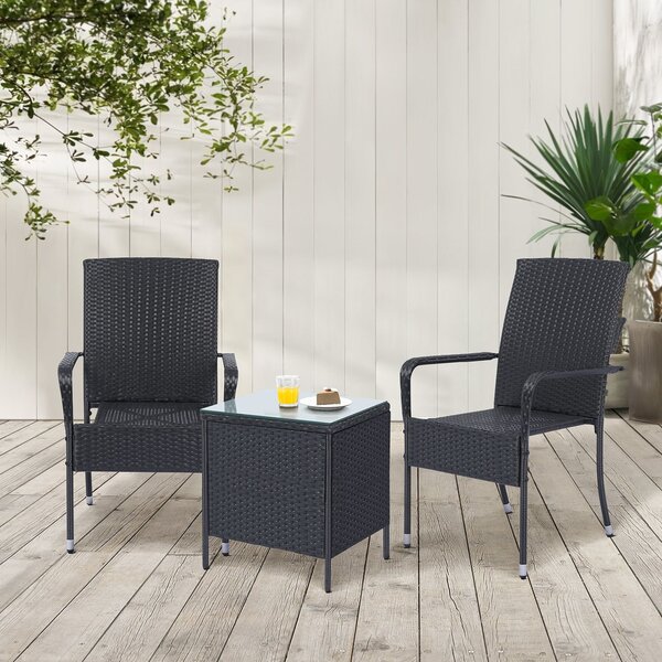 Juskys Yoro rattan székek 4 db - fekete