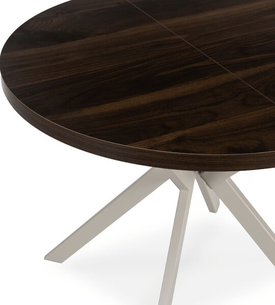 JAKS Lugo kerek bővíthető étkezőasztal dió 90–190 cm kasmír lábakkal