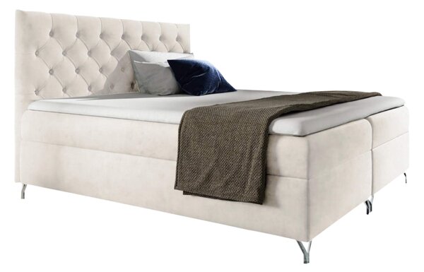KONDELA Boxspring ágy, 160x200, fehér Velvet szövet, GULIETTE + ajándék
