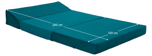 KONDELA Összecsukható matrac/fotel, 2v1, petróleumzöld, VEDIS
