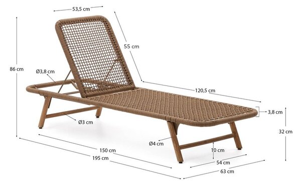 Barna tömörfa-fém kerti napozóágy Dandara – Kave Home