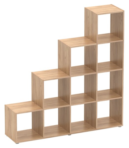 KONDELA könyvespolc piramis, artisan tölgy, laminált DTD, NORAH