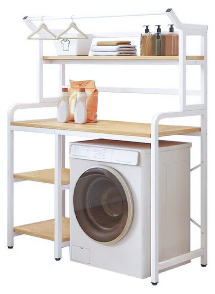KONDELA Polcállvány mosógép fölé, tölgy natural/fehér, DARBY