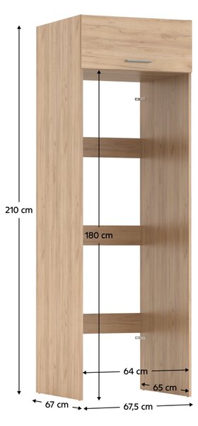 KONDELA Szekrény mosógép és szárítógép fölé, artisan tölgy, JERGI