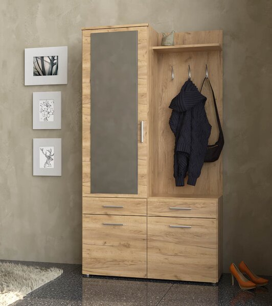 KONDELA Előszobai készlet, artisan tölgy, LEVITO