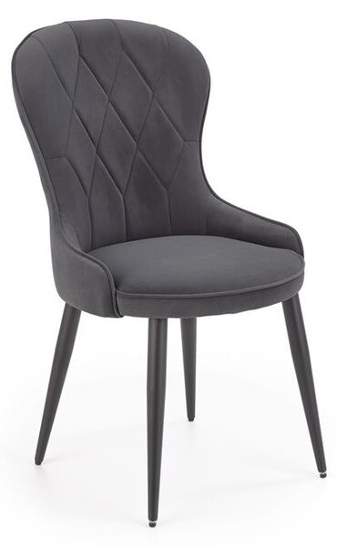 K366 Kárpitozott Szék Fém lábakkal, Szürke / Fekete, Sz52xM58xM92 cm