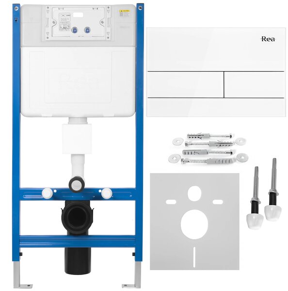 Rea Rea, Falsík alatti WC-rendszer K011A-Q + fehér üveg T típusú gomb, KPL-E0052
