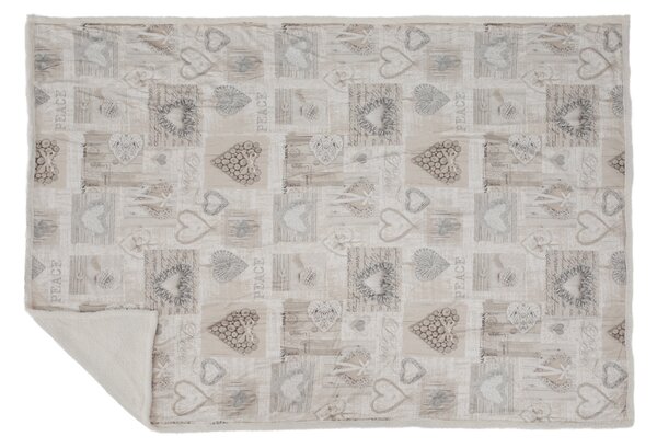 KONDELA Kétoldalas báránygyapjú takaró, vintage minta, 150x200, MARIS