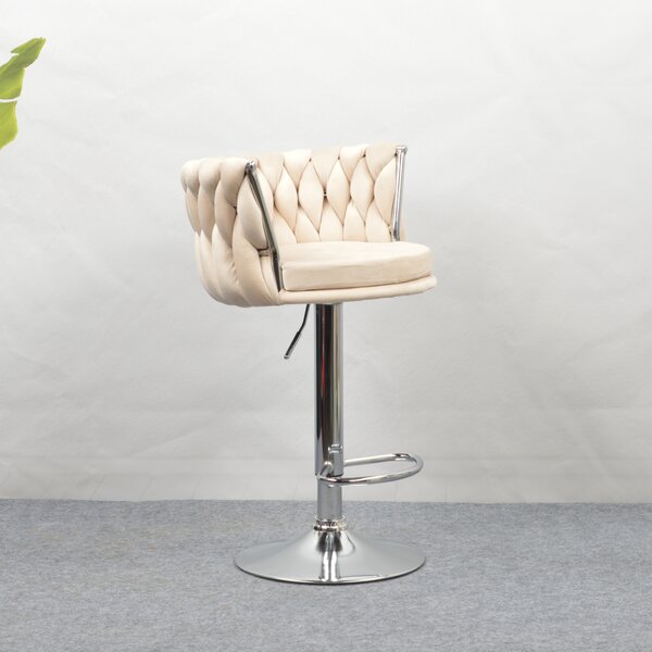 KONDELA Design bárszék, bézs Velvet szövet/króm, BRIN