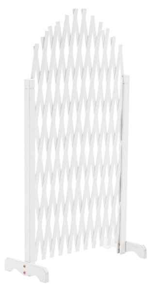 KONDELA Rácsos térelválasztó panel, fehér/fa, 250 cm, KEJLY