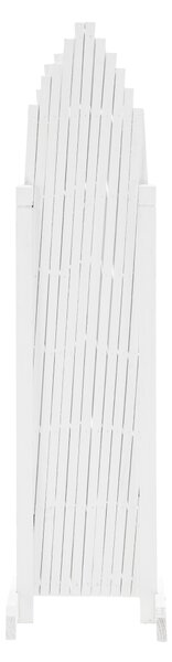 KONDELA Rácsos térelválasztó panel, fehér/fa, 250 cm, KEJLY