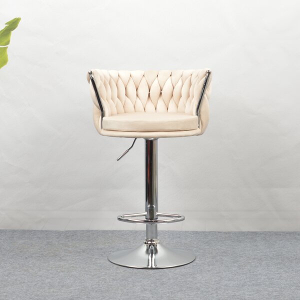 KONDELA Design bárszék, bézs Velvet szövet/króm, BRIN