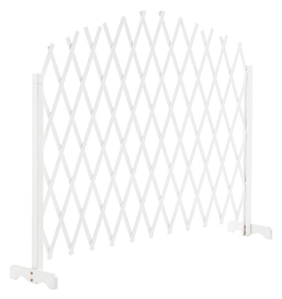 KONDELA Rácsos térelválasztó panel, fehér/fa, 250 cm, KEJLY